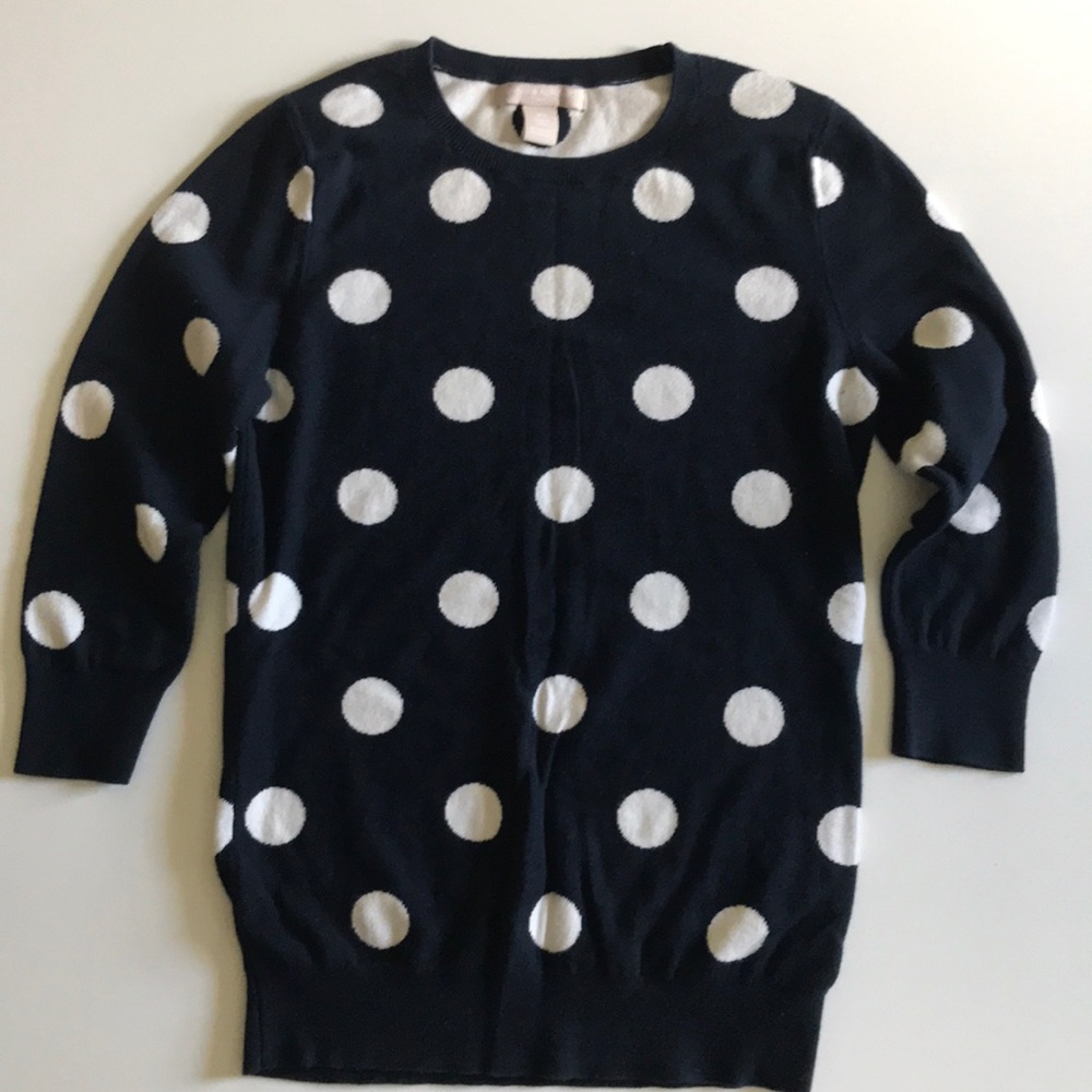 Banana Republic XS 3/4 sleeve sweater blue polka - Picture 2 of 8